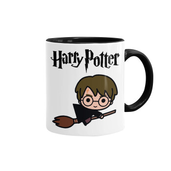 Harry potter kid, Κούπα χρωματιστή μαύρη, κεραμική, 330ml