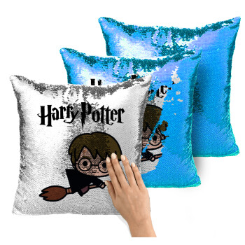 Harry potter kid, Μαξιλάρι καναπέ Μαγικό Μπλε με πούλιες 40x40cm περιέχεται το γέμισμα