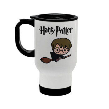 Harry potter kid, Stainless steel travel mug with lid, double wall white 450ml