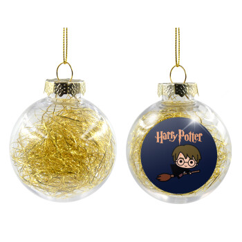 Harry potter kid, Transparent Christmas tree ball ornament with gold filling 8cm