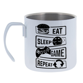 Eat Sleep Game Repeat, Mug Stainless steel double wall 400ml