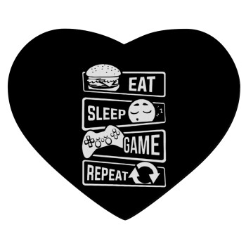 Eat Sleep Game Repeat, Mousepad heart 23x20cm