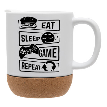 Eat Sleep Game Repeat, Ceramic coffee mug Cork (MAT), 330ml (1pcs)