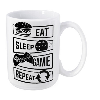 Eat Sleep Game Repeat, Κούπα Mega, κεραμική, 450ml