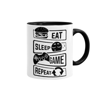 Eat Sleep Game Repeat, Mug colored black, ceramic, 330ml