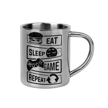Eat Sleep Game Repeat, Mug Stainless steel double wall 300ml