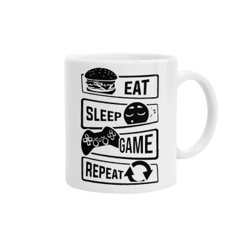 Eat Sleep Game Repeat, Ceramic coffee mug, 330ml (1pcs)
