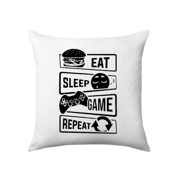 Eat Sleep Game Repeat, Sofa cushion 40x40cm includes filling