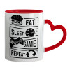 Mug heart red handle, ceramic, 330ml