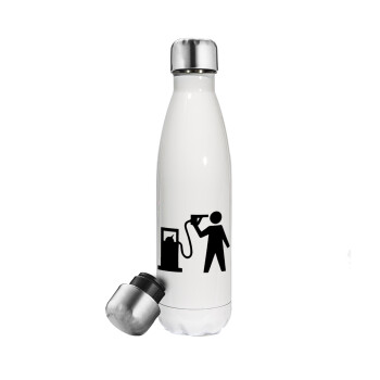 Fuel crisis, Metal mug thermos White (Stainless steel), double wall, 500ml