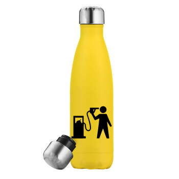 Fuel crisis, Yellow Stainless Steel Metallic Thermos, double-walled, 500ml