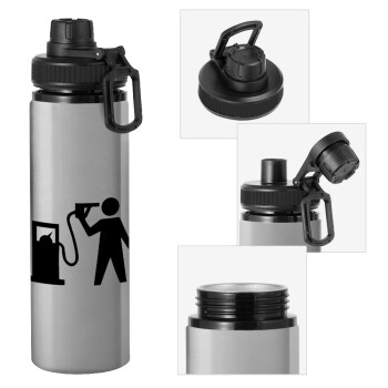 Fuel crisis, Metallic water bottle with safety cap, 850ml aluminum