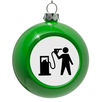 Fuel crisis, Green Christmas tree ornament bauble 8cm