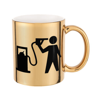 Fuel crisis, Mug ceramic, gold mirror, 330ml