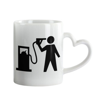 Fuel crisis, Mug heart handle, ceramic, 330ml