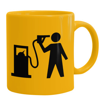 Fuel crisis, Ceramic coffee mug yellow, 330ml