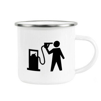 Fuel crisis, Metallic enamel cup white 360ml