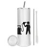 Tumbler stainless steel 600ml, with metal straw & cleaning brush