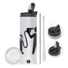 Travel Tumbler 2 Lids, with metal straw & cleaning brush (Stainless steel 304 Food grade, BPA free, 600ml)