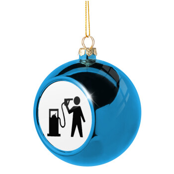 Fuel crisis, Blue Christmas tree ball ornament 8cm