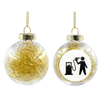 Fuel crisis, Transparent Christmas tree ball ornament with gold filling 8cm