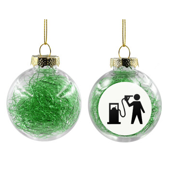 Fuel crisis, Χριστουγεννιάτικη μπάλα δένδρου διάφανη με πράσινο γέμισμα 8cm