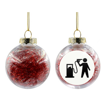 Fuel crisis, Transparent Christmas tree ball ornament with red filling 8cm