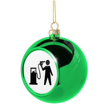 Fuel crisis, Green Christmas tree ornament ball 8cm