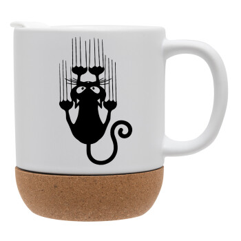 Cat scratching, Ceramic coffee mug Cork (MAT), 330ml (1pcs)