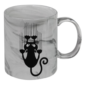 Cat scratching, Mug ceramic marble style, 330ml