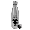 Metallic water bottle, stainless steel, 750ml