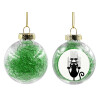 Transparent Christmas tree ball ornament with green filling 8cm