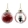 Transparent Christmas tree ball ornament with red filling 8cm