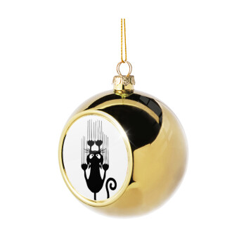 Cat scratching, Golden Christmas tree ball ornament 8cm