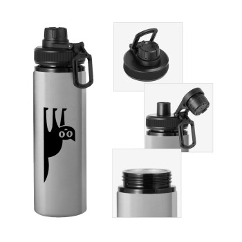 Cat upside down, Metallic water bottle with safety cap, 850ml aluminum