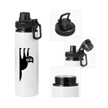 Cat upside down, Metal water bottle with safety cap, aluminum 850ml