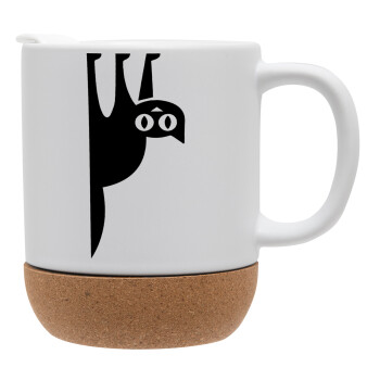 Cat upside down, Ceramic coffee mug Cork (MAT), 330ml (1pcs)