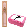 Easter Set, children's snack container PINK & scented flat Easter candle (30cm) (PINK)