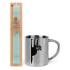 Easter Set, metallic thermal cup (300ml) & aromatic flat Easter candle (30cm) (TURQUOISE)