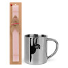 Easter Set, metallic thermal cup (300ml) & aromatic flat Easter candle (30cm) (PINK)