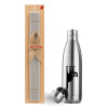 Easter Set, metallic stainless thermos flask (500ml) & scented flat Easter candle (30cm) (GRAY)