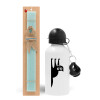 Easter Set, metallic aluminum water bottle (500ml) & scented flat candle (30cm) (TURQUOISE)