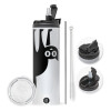 Travel Tumbler 2 Lids, with metal straw & cleaning brush (Stainless steel 304 Food grade, BPA free, 600ml)