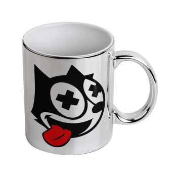 helix the cat, Mug ceramic, silver mirror, 330ml