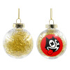 Transparent Christmas tree ball ornament with gold filling 8cm