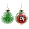 Transparent Christmas tree ball ornament with green filling 8cm