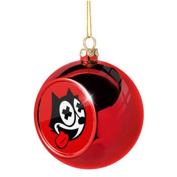 helix the cat, Christmas tree ball Red 8cm