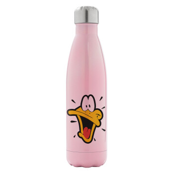 Daffy Duck, Metal mug thermos Pink Iridiscent (Stainless steel), double wall, 500ml