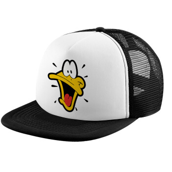 Daffy Duck, Adult Soft Trucker Hat with Black/White Mesh (POLYESTER, ADULT, UNISEX, ONE SIZE)