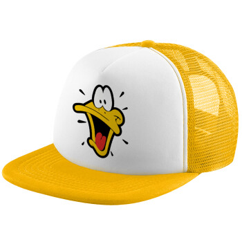 Daffy Duck, Adult Soft Trucker Hat with Yellow/White Mesh (POLYESTER, ADULT, UNISEX, ONE SIZE)